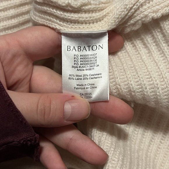 Babaton Aritzia Ivory Wool Cashmere Boxy Knit Sweater Womens sz M Dolman Sleeve - Picture 4 of 4